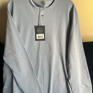 Men’s BYLT Long Sleeve Henley Shirt in Light Blue